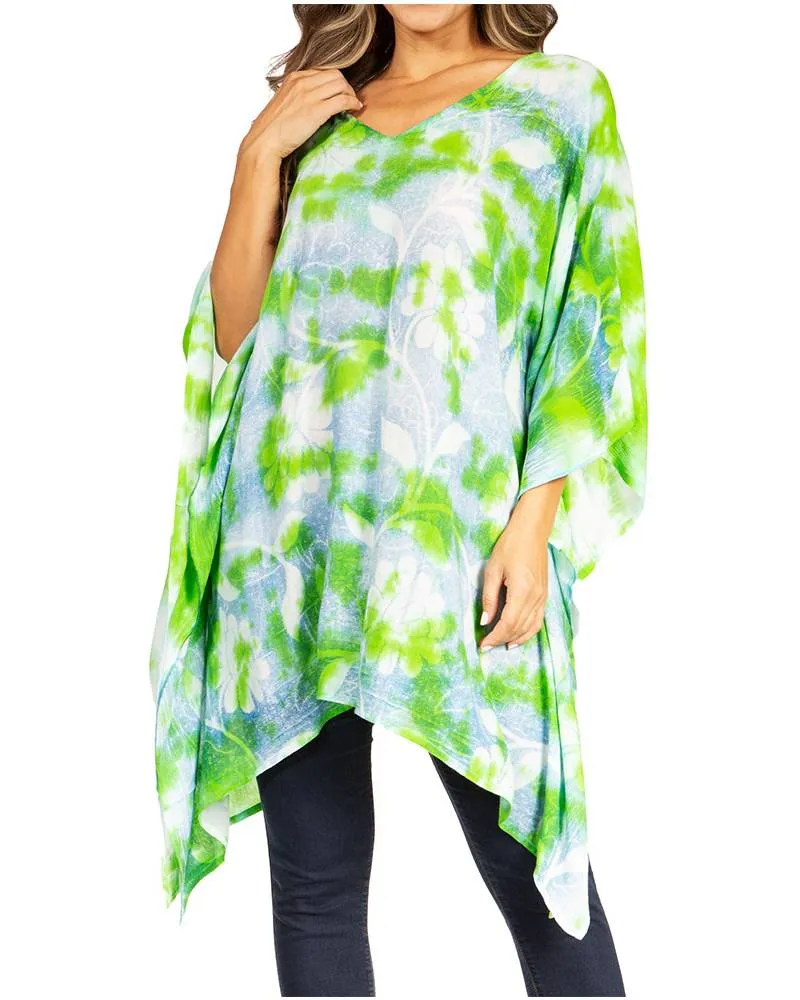 Sakkas Adalwin Second TieDye Desert Sun Circle Ponch Tunic Top Blouse W/Embroidery