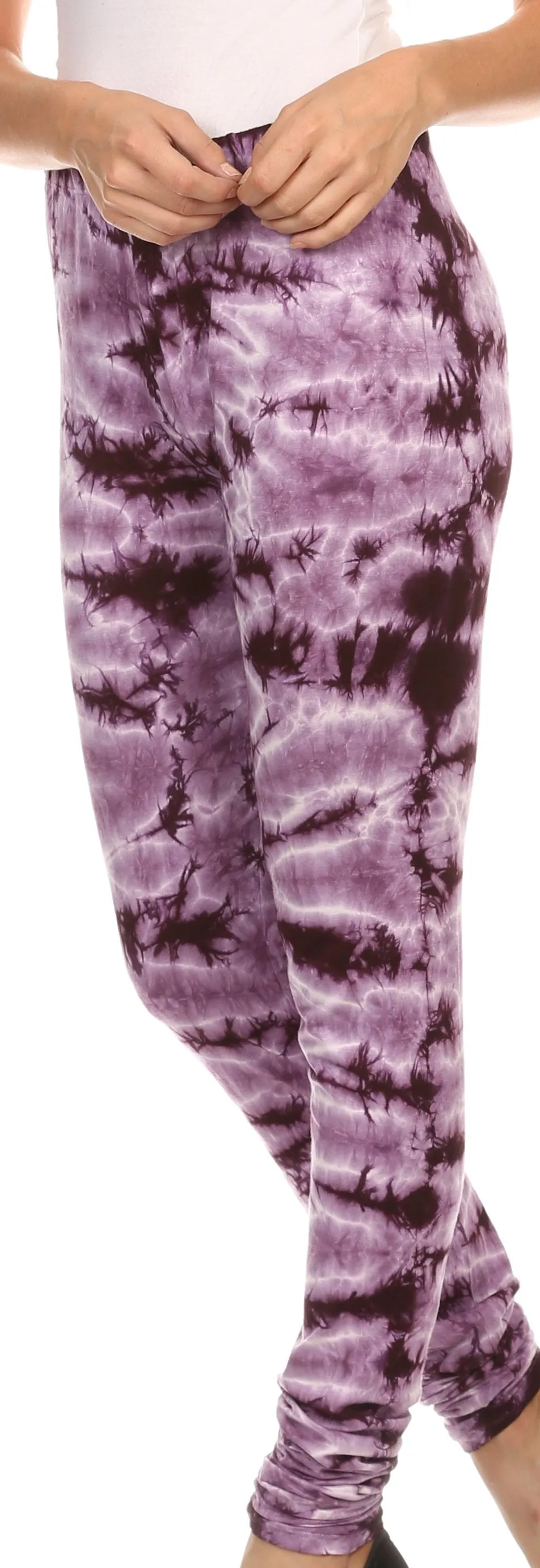 Sakkas Kuntah Long Elastic Waist Adjustable Tie Dye Washed Slim Skinny Pant