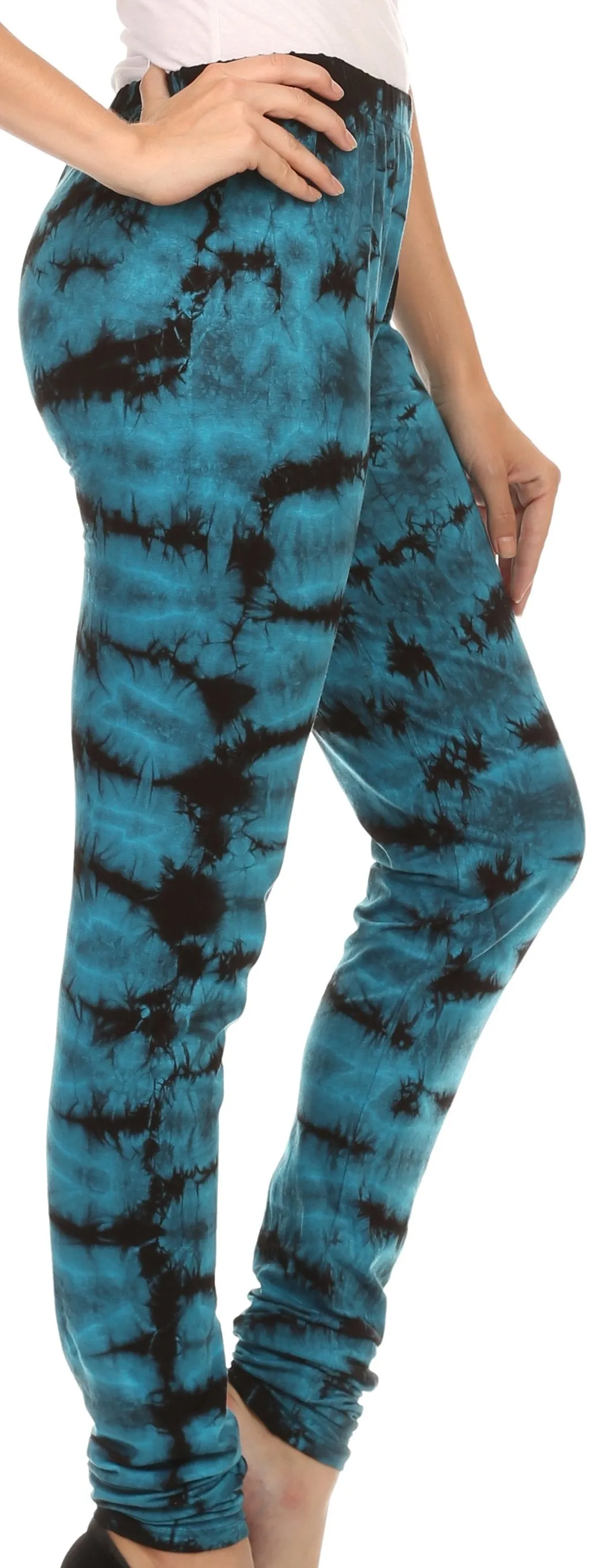 Sakkas Kuntah Long Elastic Waist Adjustable Tie Dye Washed Slim Skinny Pant