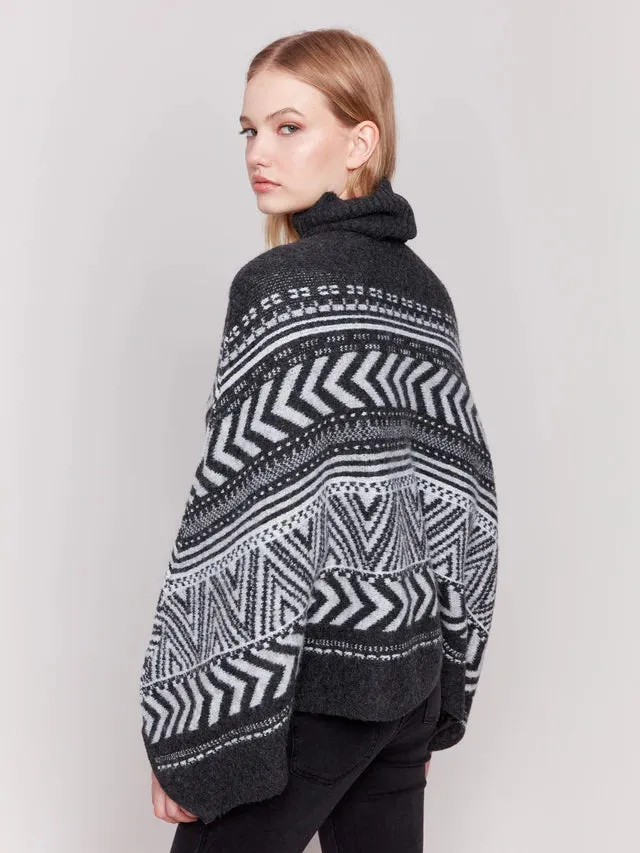 *SALE* CHARLIE B GEOMETRIC JACQUARD PONCHO