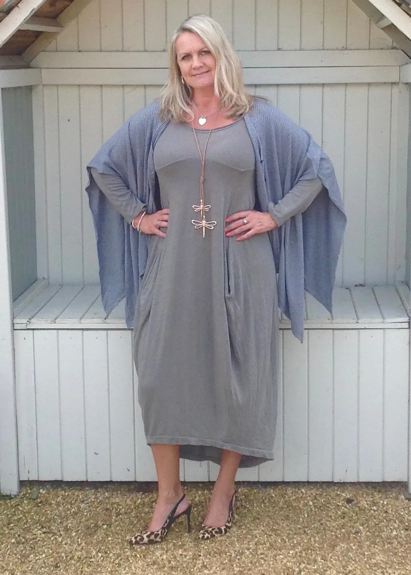 Santa Christina Button Poncho in Grey