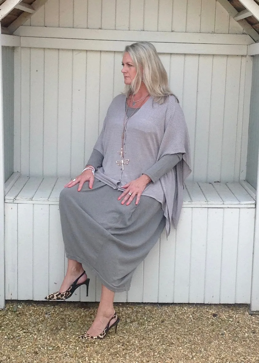 Santa Christina Button Poncho in Mink