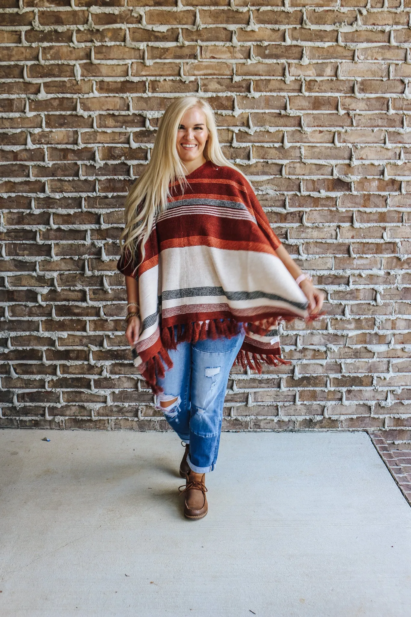 Saw It Coming Rust Poncho Top