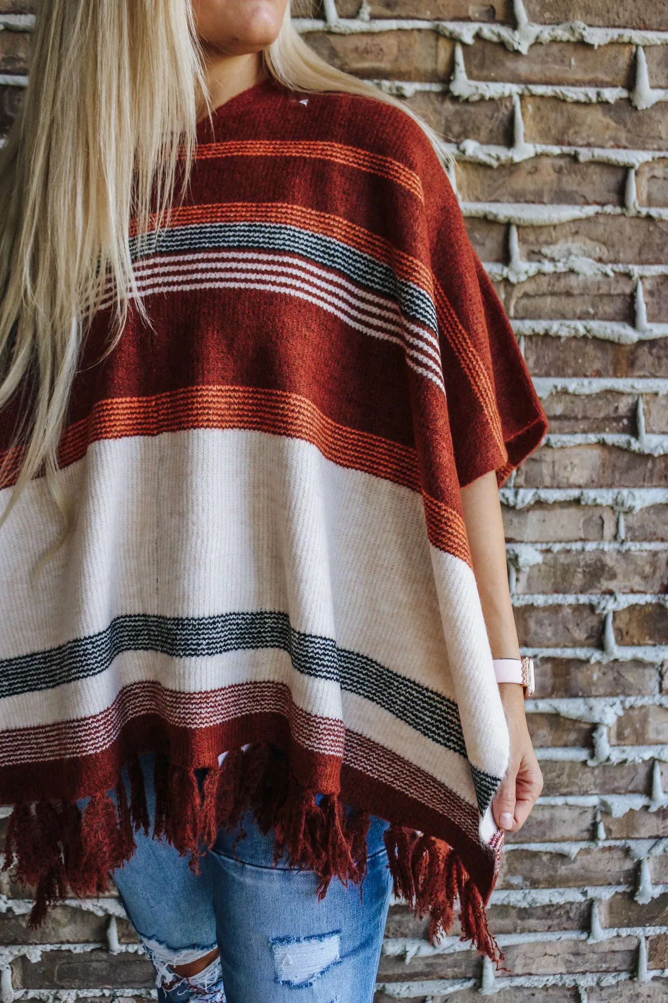 Saw It Coming Rust Poncho Top