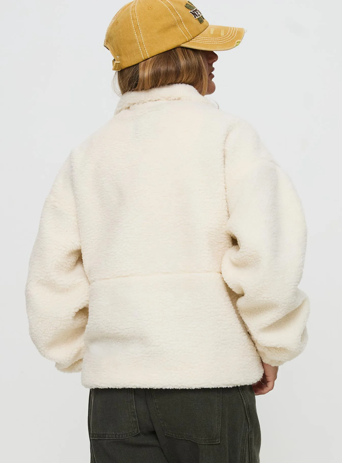 Say My Name Polar Fleece Zip Up Jacket Cream