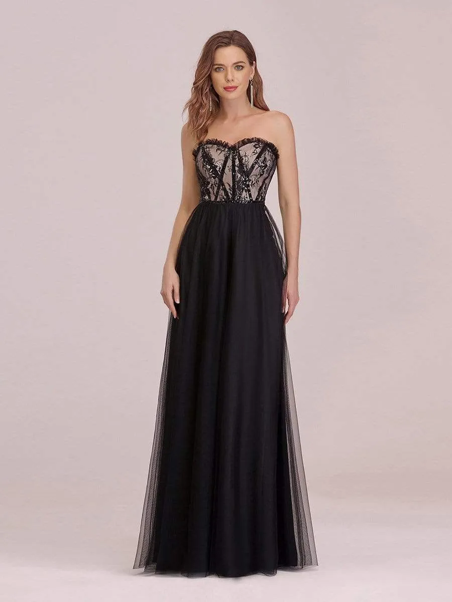 Sexy Off Shoulder Tulle Formal Evening Dresses with Lace