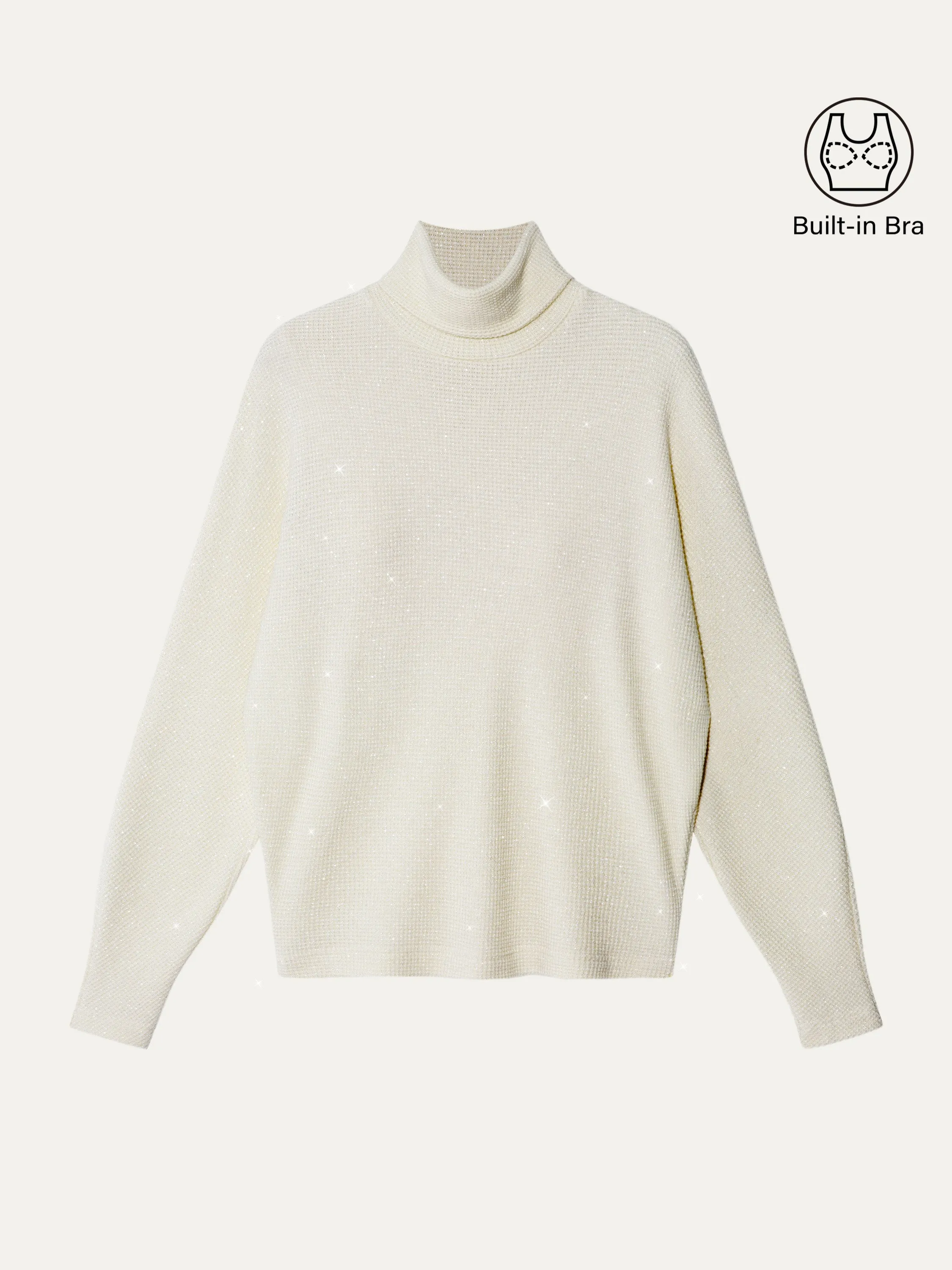 Shimmering Tinsel Knit Turtleneck Brami Top