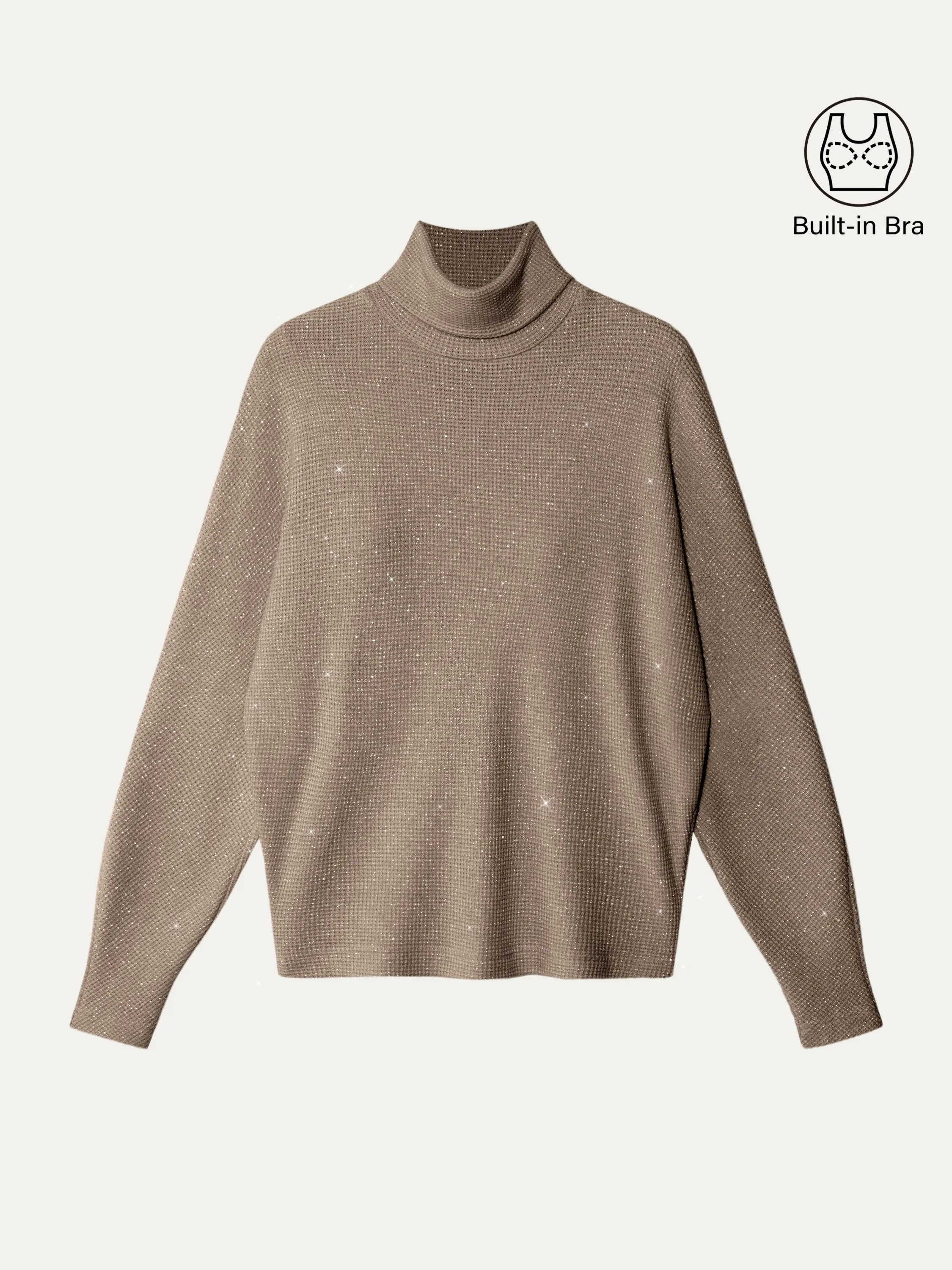 Shimmering Tinsel Knit Turtleneck Brami Top