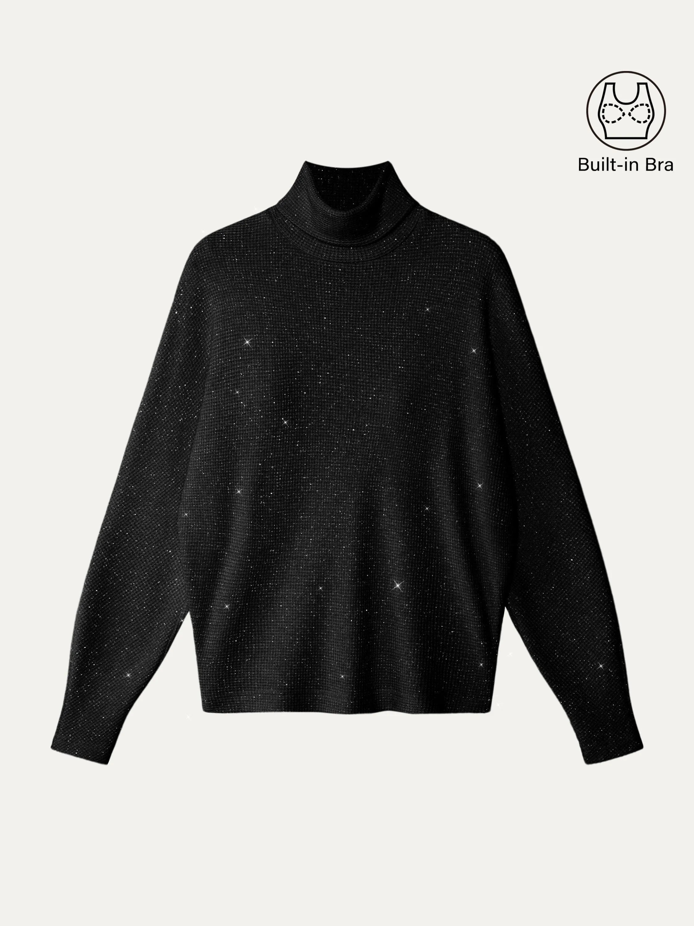 Shimmering Tinsel Knit Turtleneck Brami Top