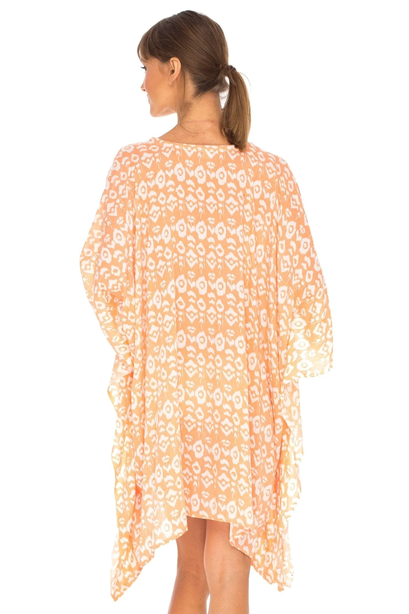 SHU-SHI Women's Short Beach Swimsuit Cover-Up - Floral Poncho Dress Kaftan Loose Top