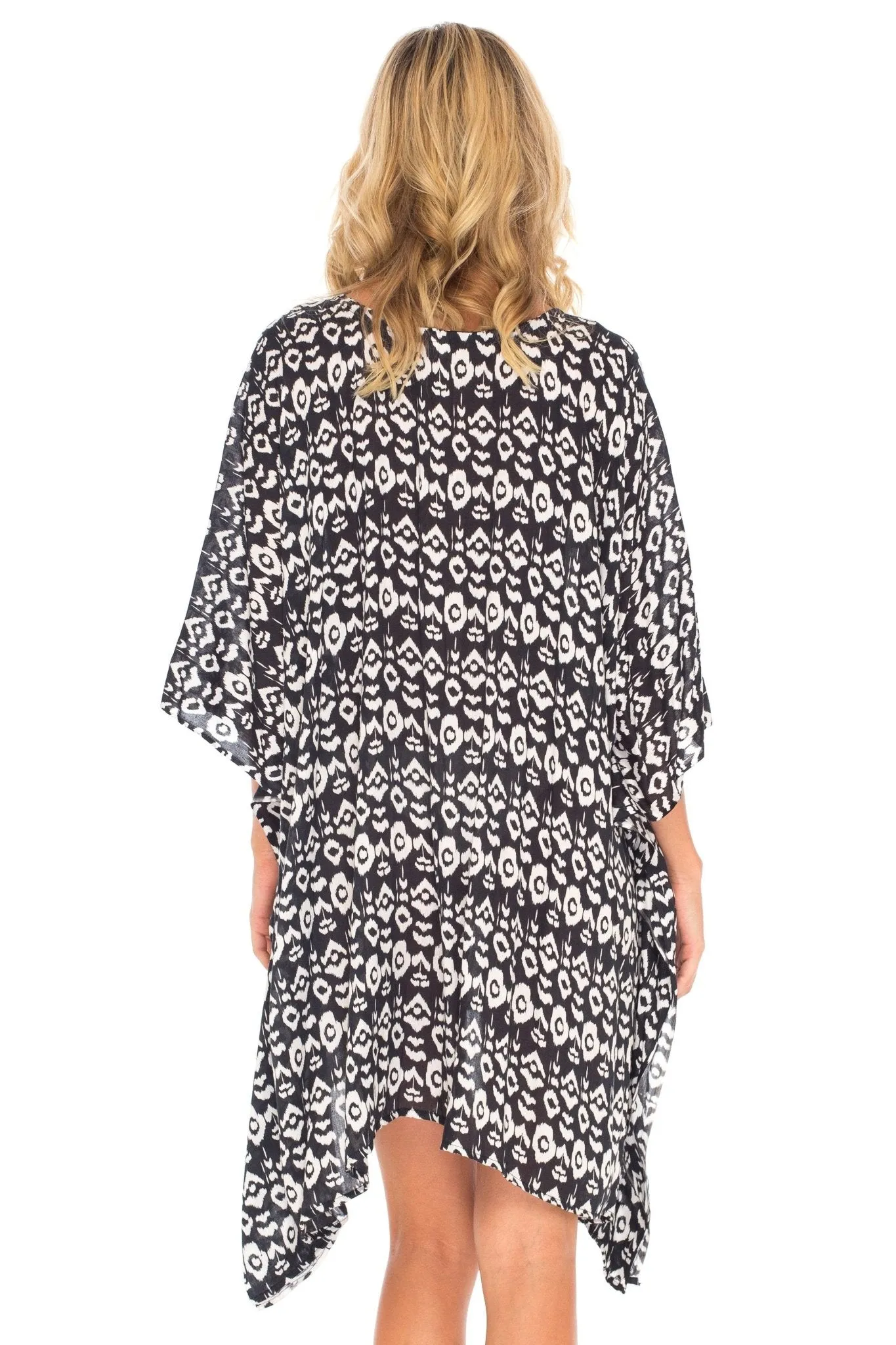 SHU-SHI Women's Short Beach Swimsuit Cover-Up - Floral Poncho Dress Kaftan Loose Top