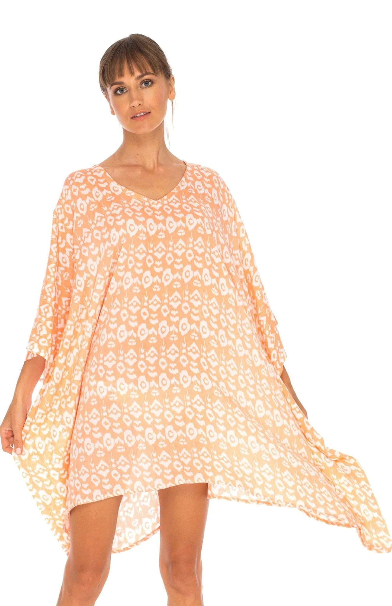 SHU-SHI Women's Short Beach Swimsuit Cover-Up - Floral Poncho Dress Kaftan Loose Top