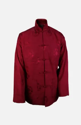 Silk Padded Jacket (Eight Treasures Pattern)-Burgundy