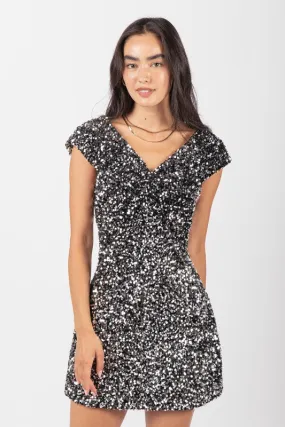 Silver Off Shoulder Fitted Sequin Bodycon Mini Dress