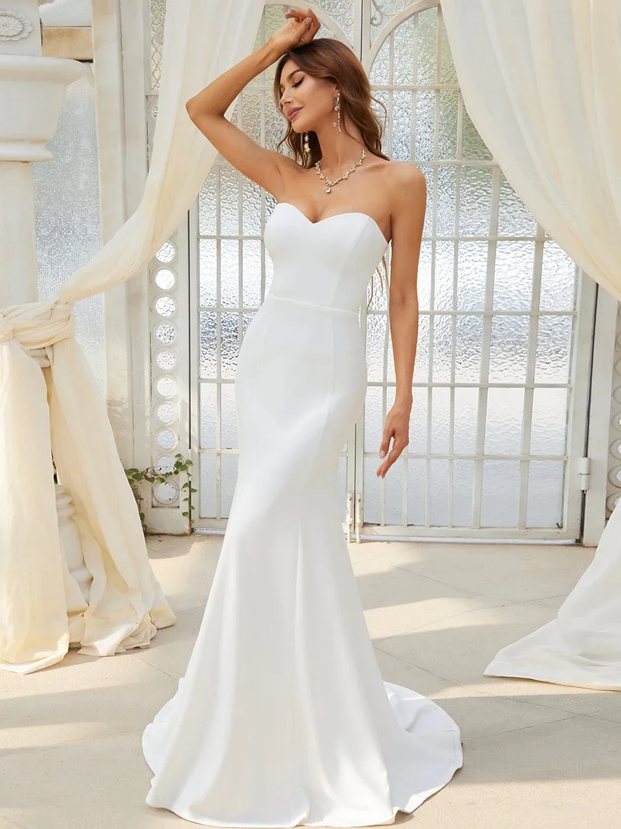 Simple Strapless Mermaid Eloping Dress for Wedding