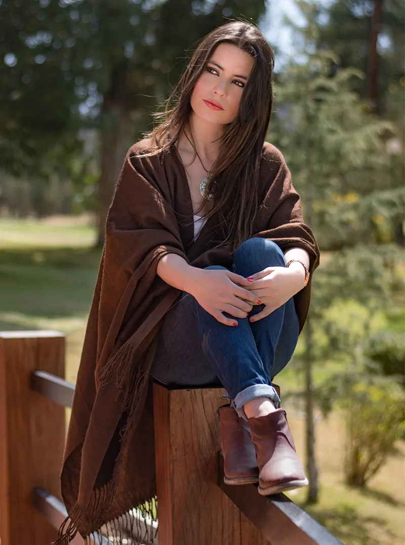 Sleek Alpaca Shawl Open Poncho