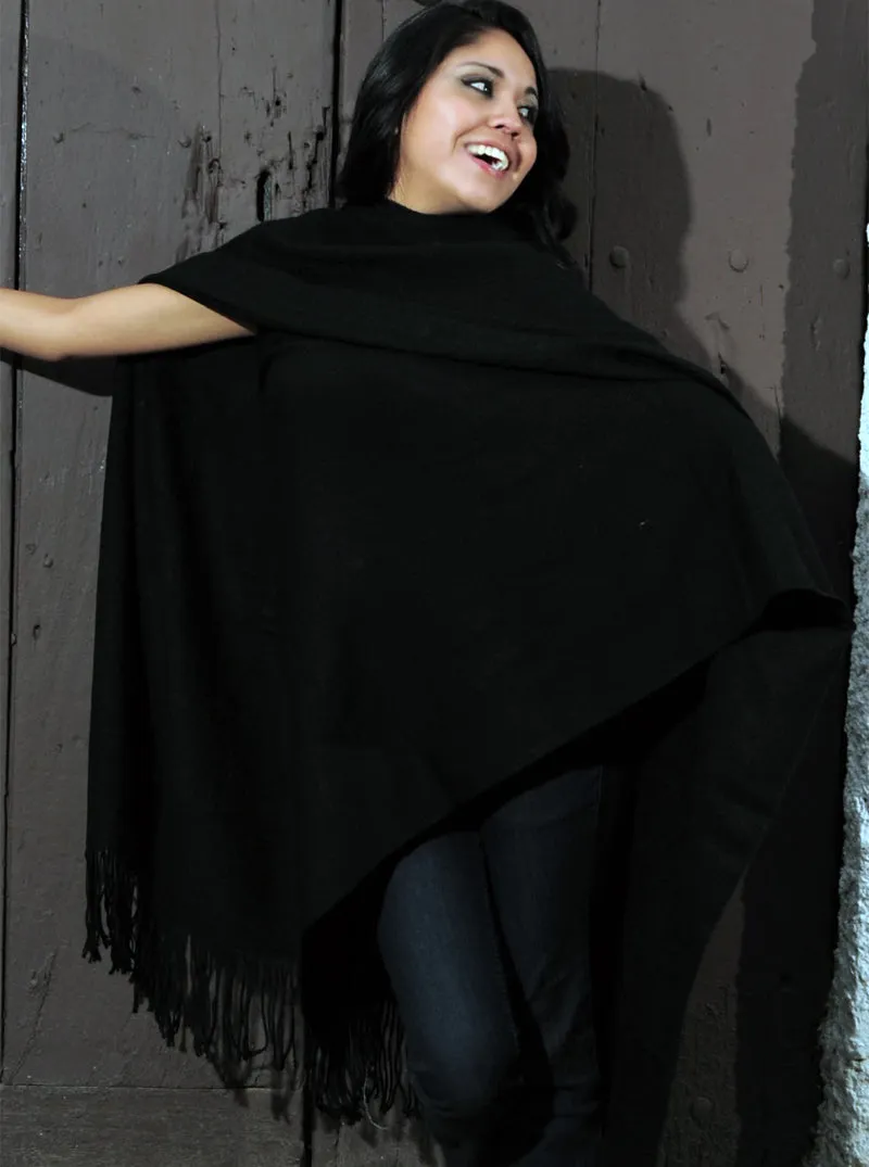 Sleek Alpaca Shawl Open Poncho