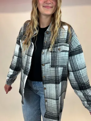 Soft Casual Grey Plaid Shacket