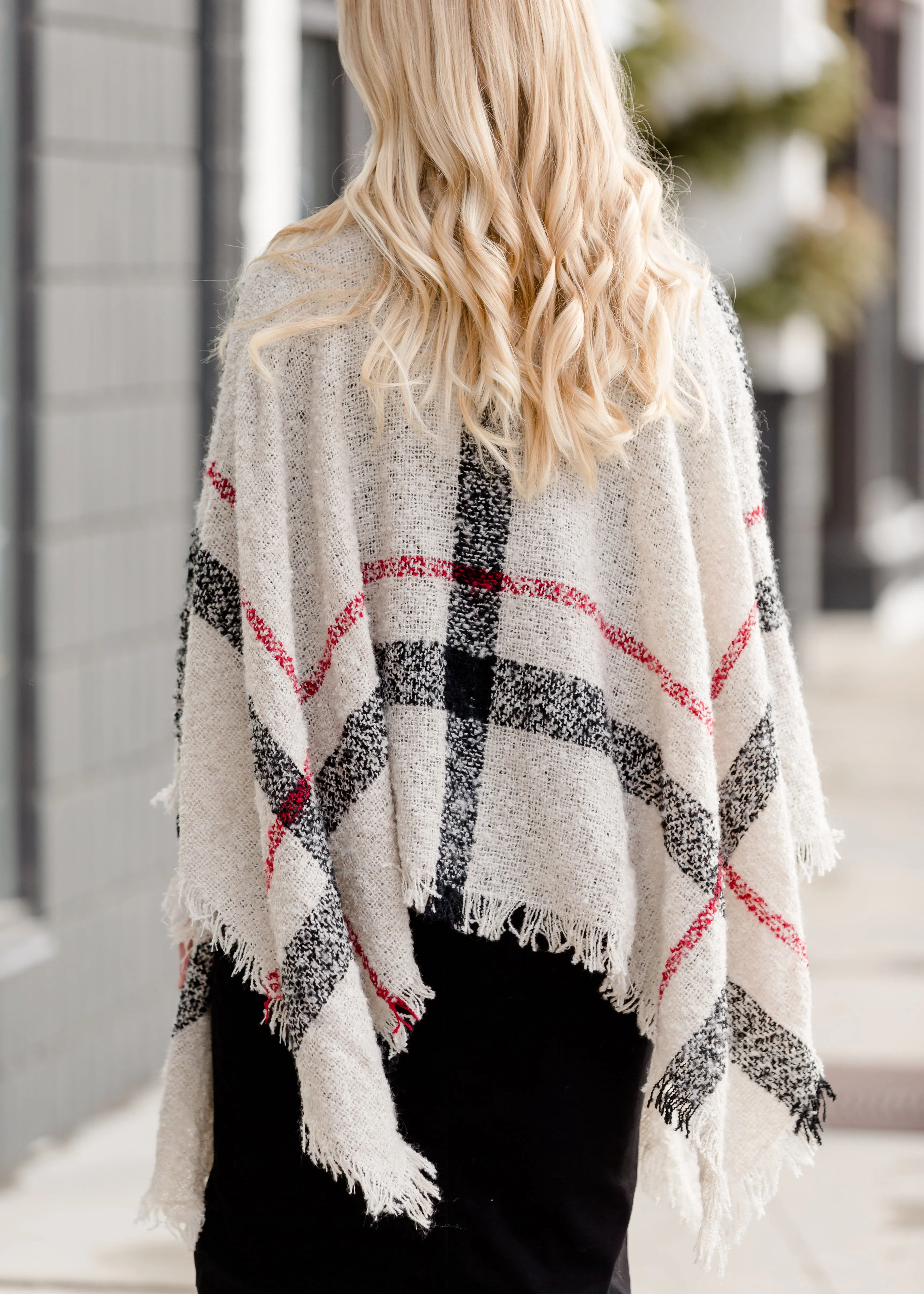 Soft Plaid Print Poncho - FINAL SALE