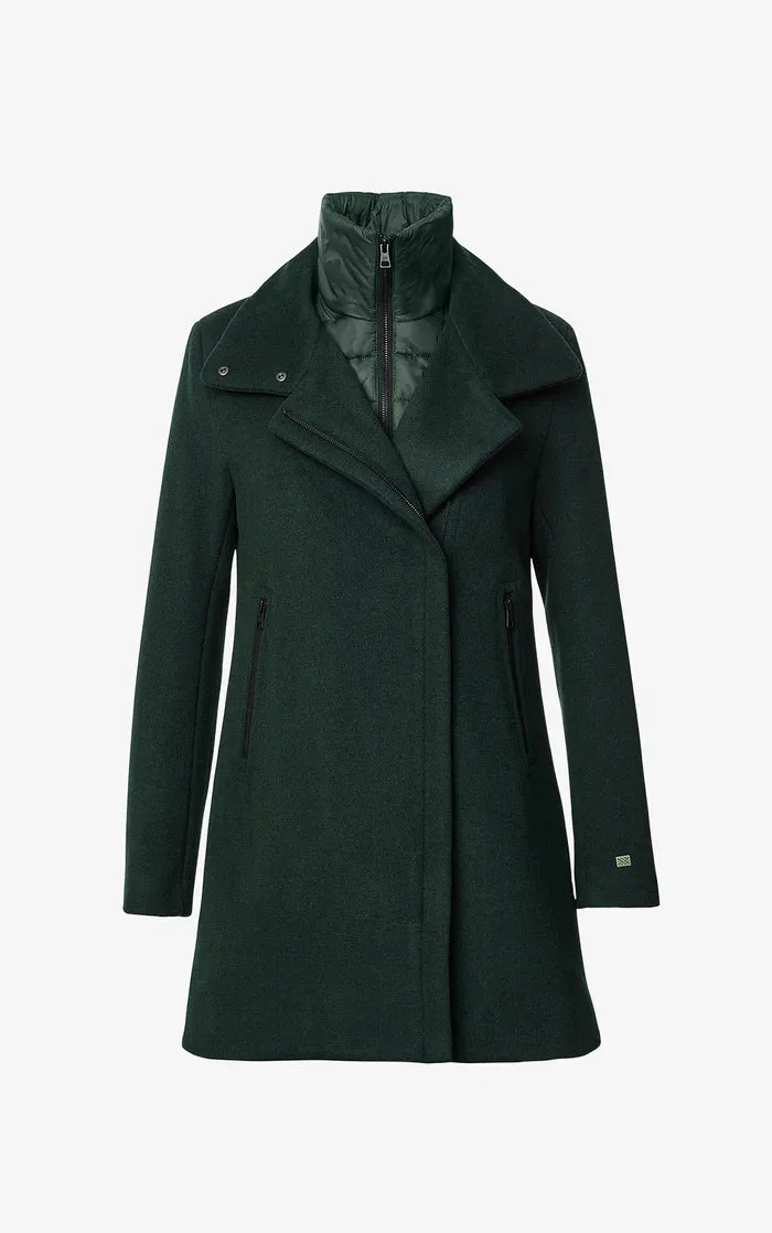 SOIA&KYO ABBI - Straight-Fit Mixed Media Wool Coat With Removable Bib