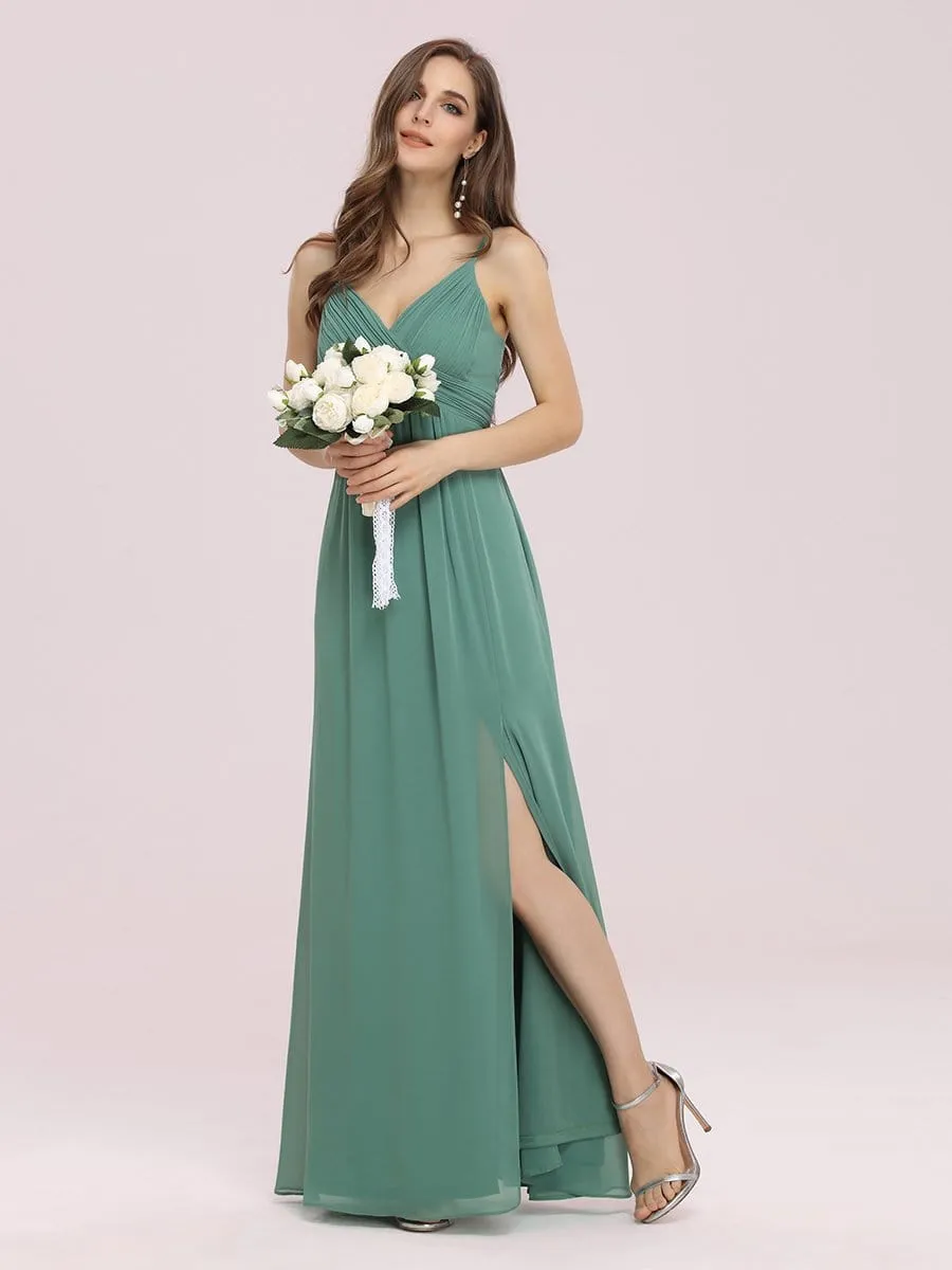 Spaghetti Straps Chiffon Bridesmaid Dress with Side Split