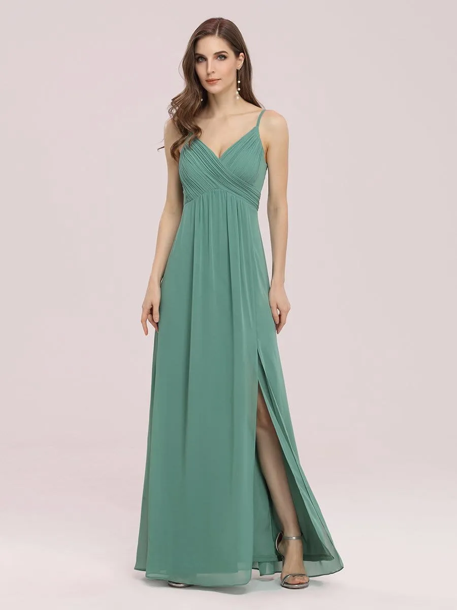 Spaghetti Straps Chiffon Bridesmaid Dress with Side Split