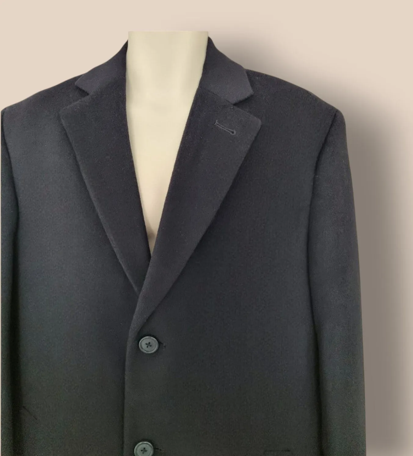 Stafford Men’s Long Black Wool Coat Overcoat Size L 40