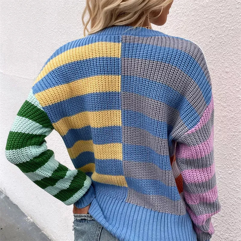 Striped Loose Crewneck Knit Sweater