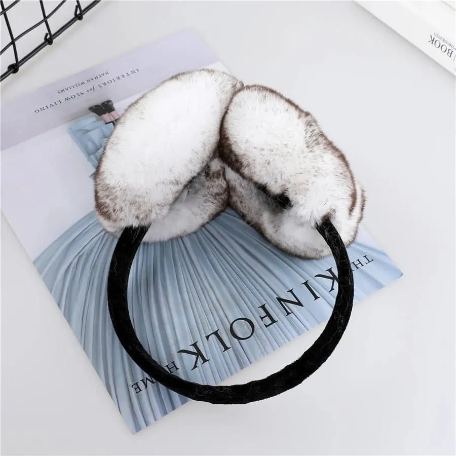 Stylish Natural Rabbit Fur Earmuff - Fashion Floral Design - Women's Winter Accessory