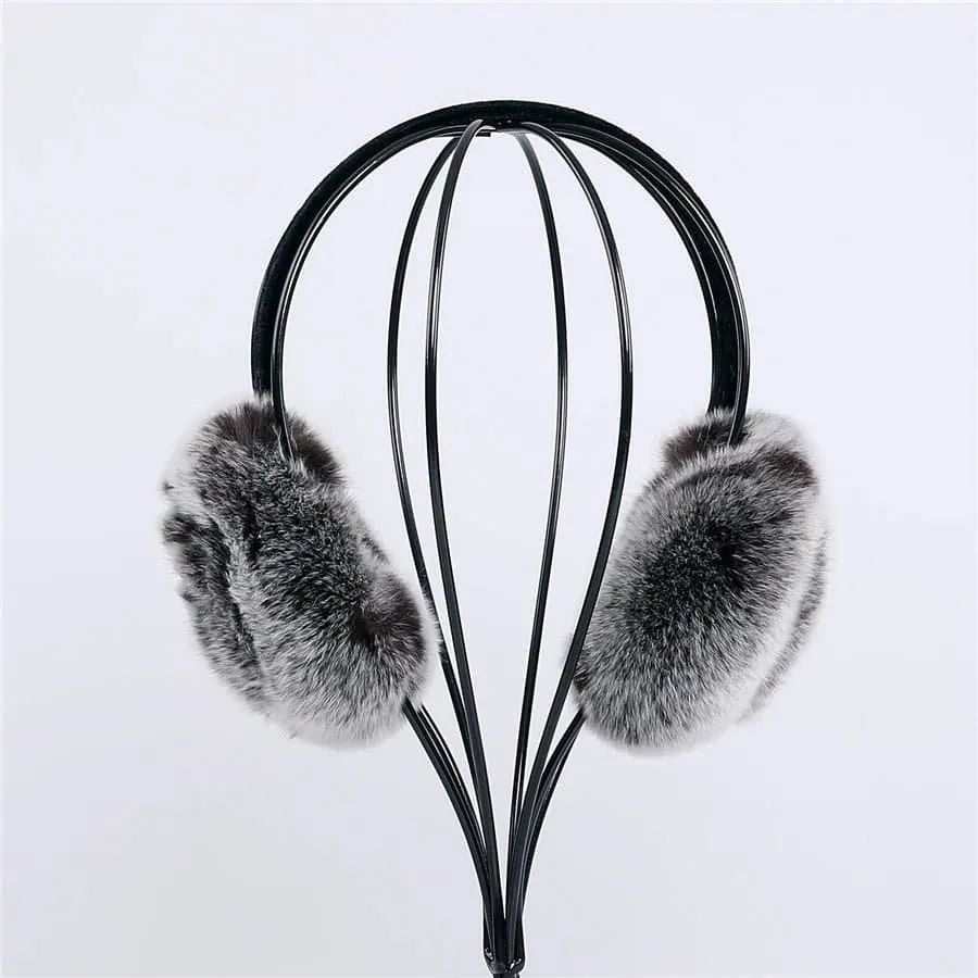 Stylish Natural Rabbit Fur Earmuff - Fashion Floral Design - Women's Winter Accessory