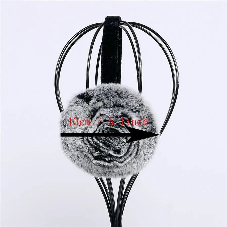 Stylish Natural Rabbit Fur Earmuff - Fashion Floral Design - Women's Winter Accessory