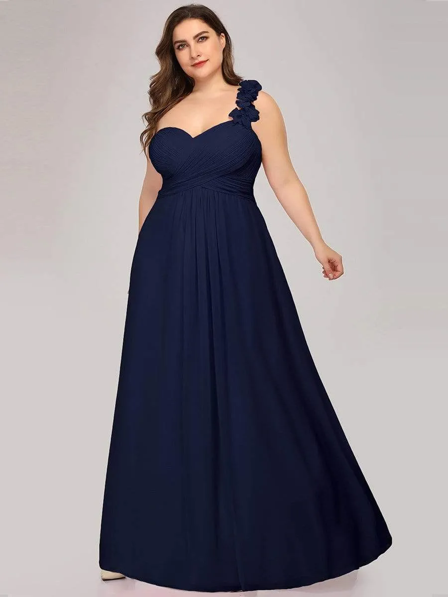 Sweet Pleated Bodice One Shoulder Chiffon Bridesmaid Dress