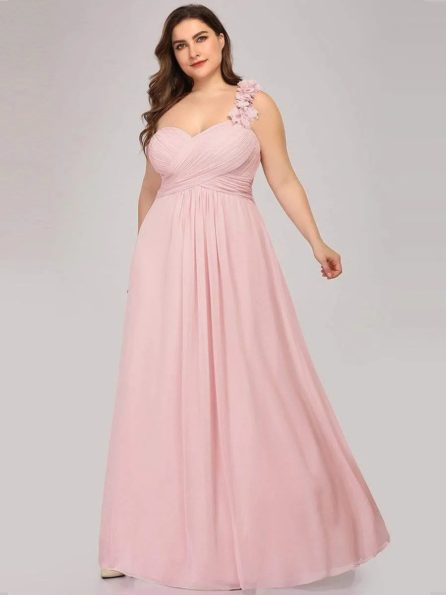 Sweet Pleated Bodice One Shoulder Chiffon Bridesmaid Dress