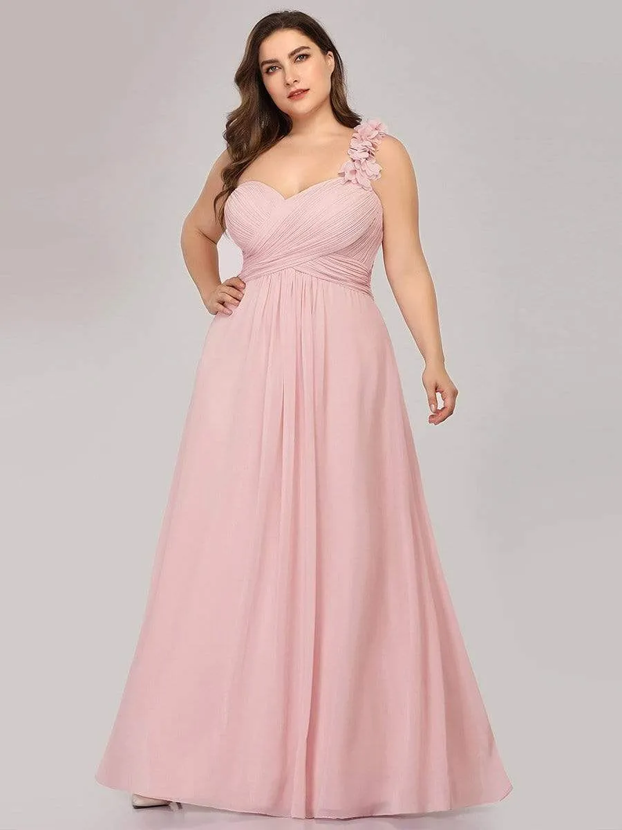 Sweet Pleated Bodice One Shoulder Chiffon Bridesmaid Dress