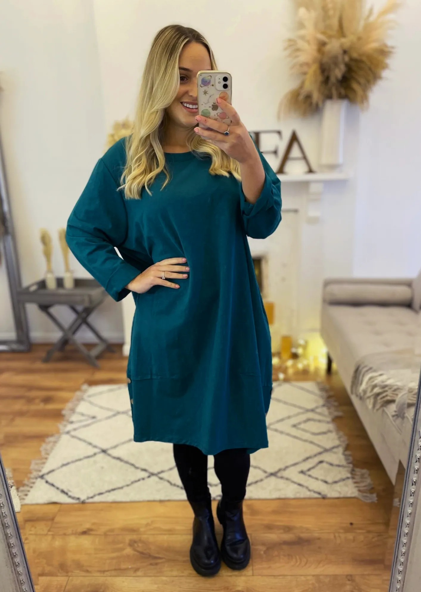 Teal Nene Slouch Dress