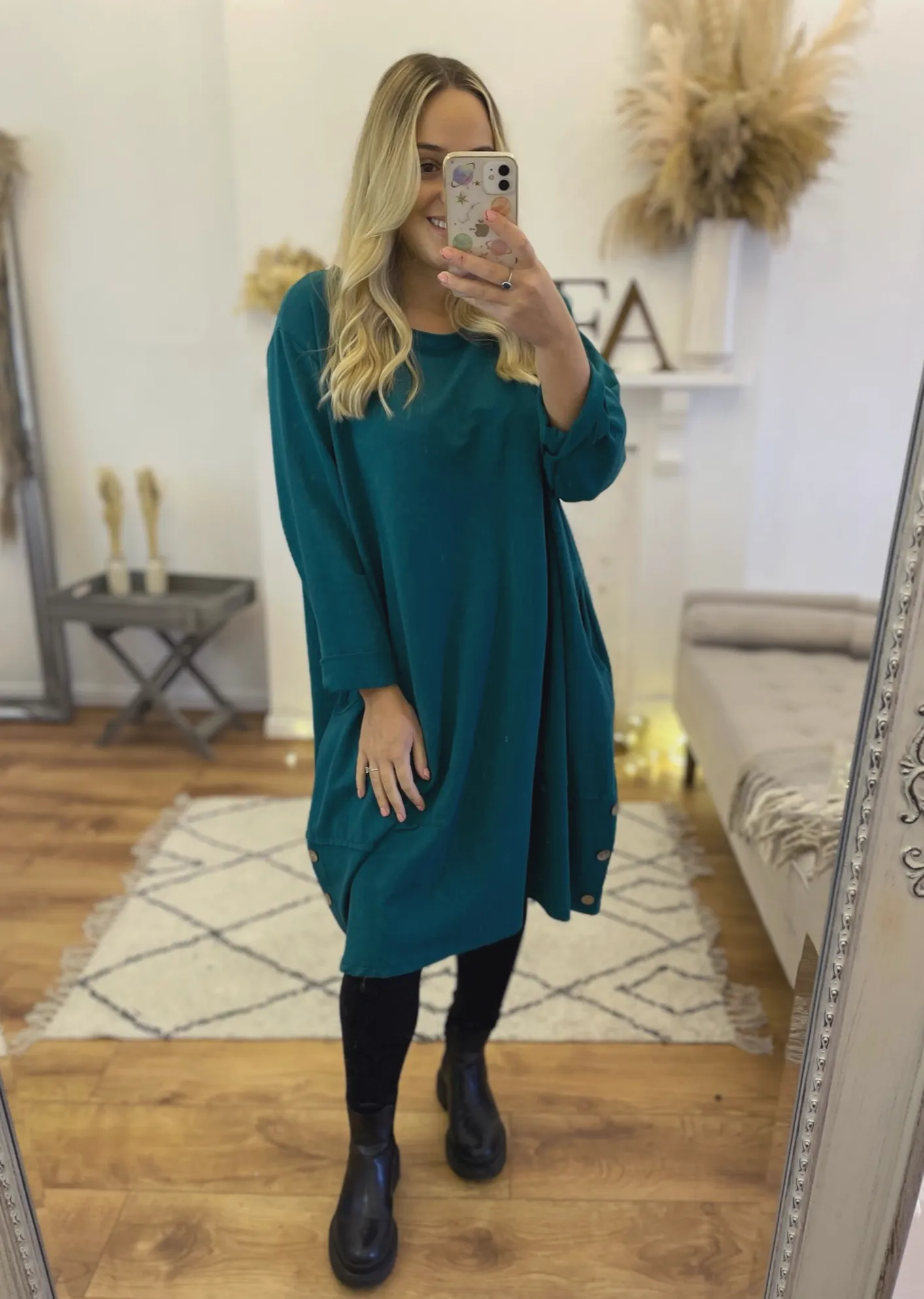 Teal Nene Slouch Dress