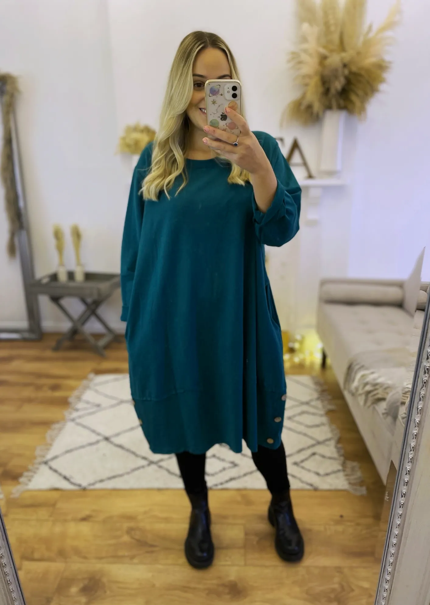 Teal Nene Slouch Dress