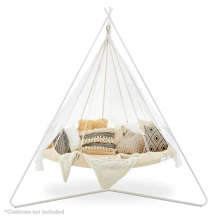 Teepee Hanging Day Bed Classic Large by TiiPii in White Taupe Olive Charcoal by TiiPii