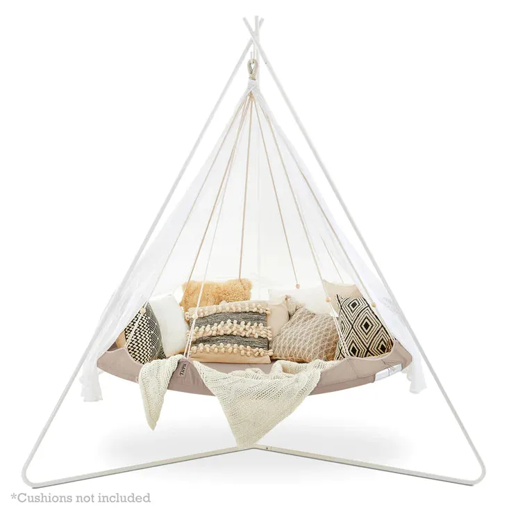 Teepee Hanging Day Bed Classic Large by TiiPii in White Taupe Olive Charcoal by TiiPii