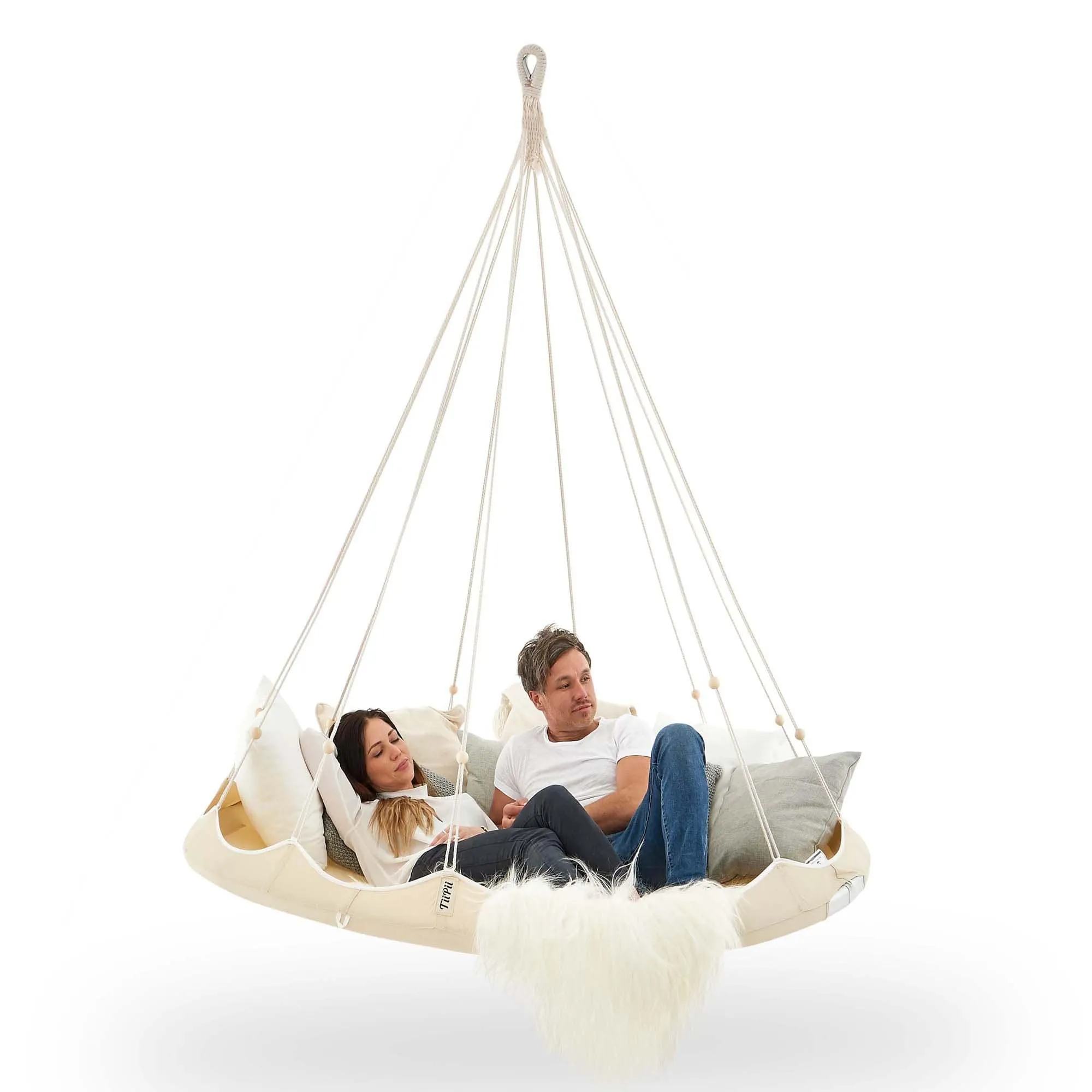 Teepee Hanging Day Bed Classic Medium by TiiPii in White Taupe Olive Charcoal by TiiPii