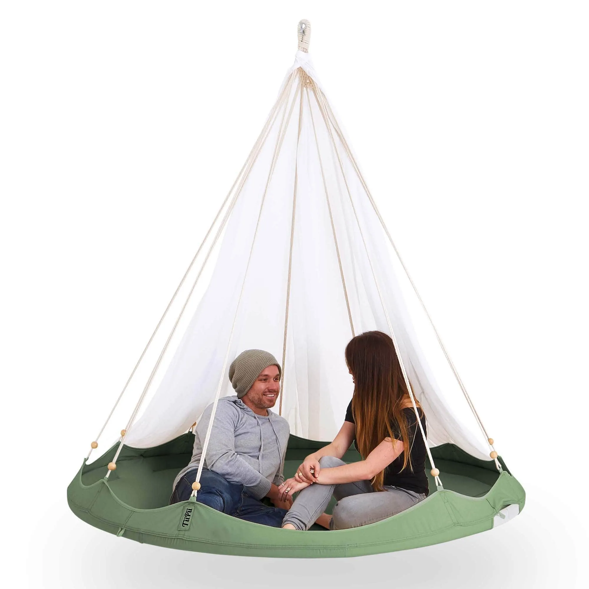 Teepee Hanging Day Bed Classic Medium by TiiPii in White Taupe Olive Charcoal by TiiPii