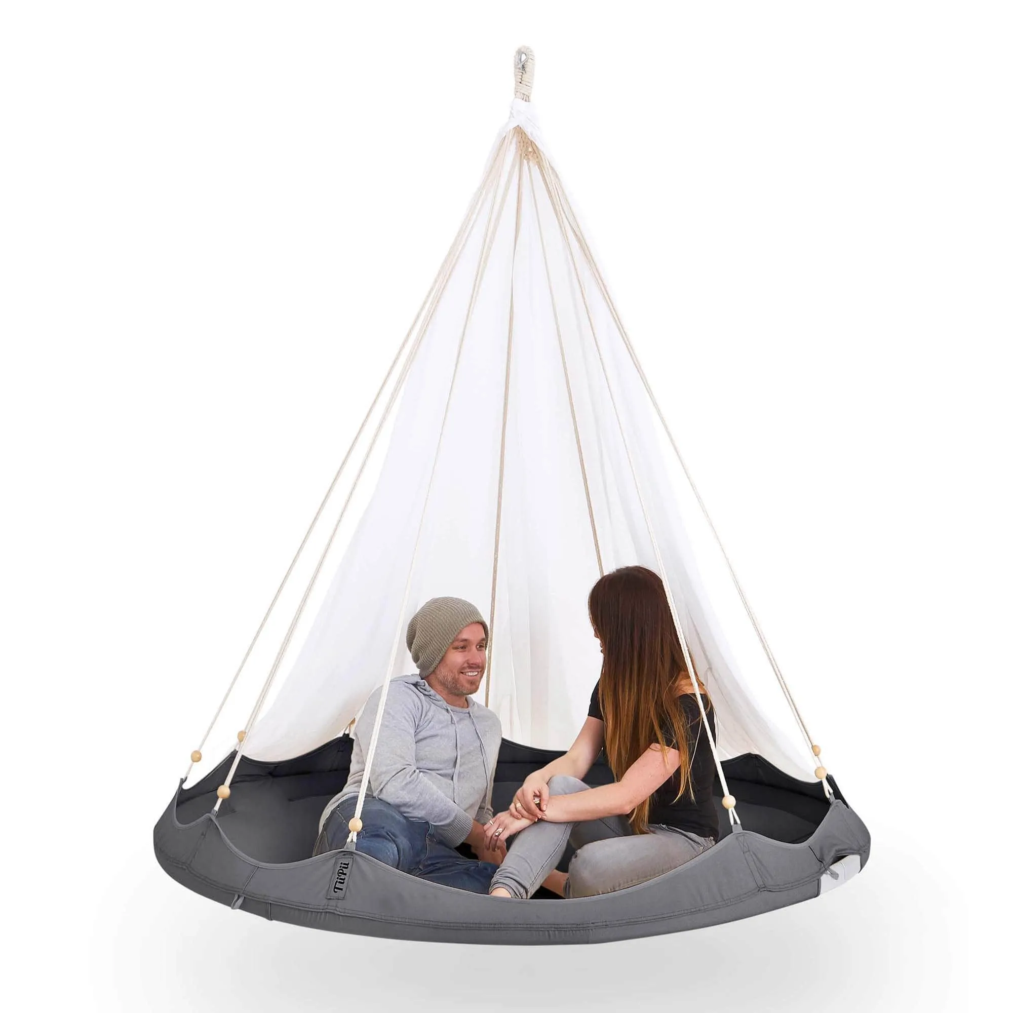 Teepee Hanging Day Bed Classic Medium by TiiPii in White Taupe Olive Charcoal by TiiPii