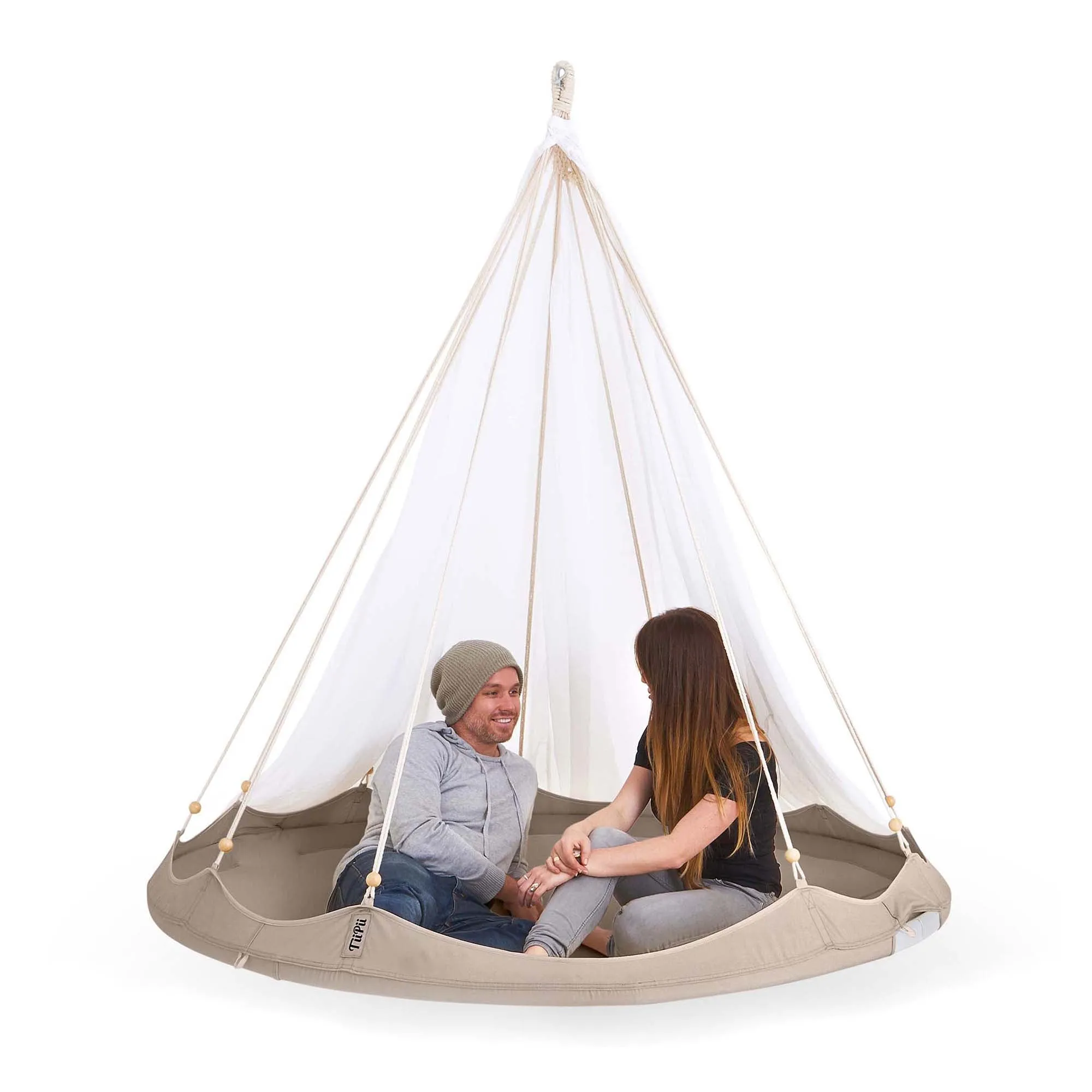 Teepee Hanging Day Bed Classic Medium by TiiPii in White Taupe Olive Charcoal by TiiPii