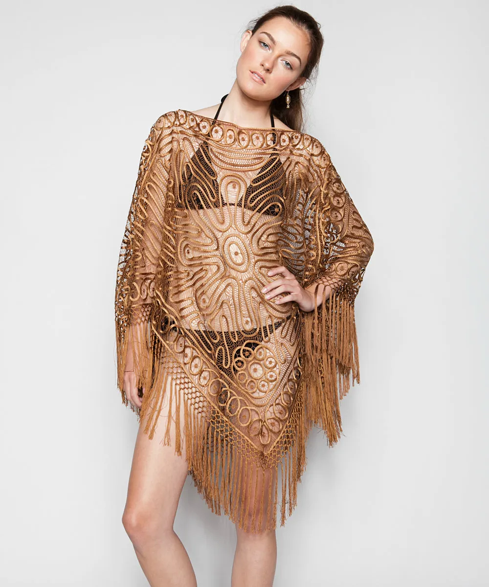 THE AMELIE OPENWORK PONCHO IN COPPER