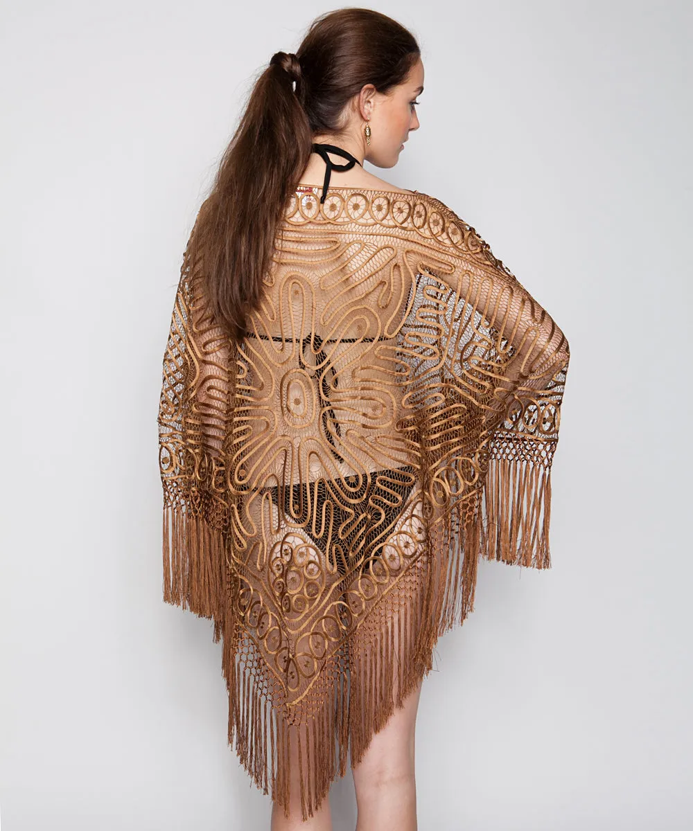 THE AMELIE OPENWORK PONCHO IN COPPER