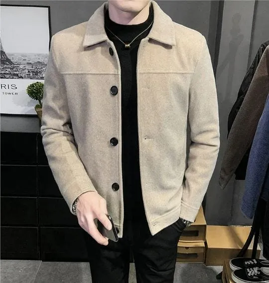 Thickened Wool Blend Streetwear Over Coat Jacket for Men