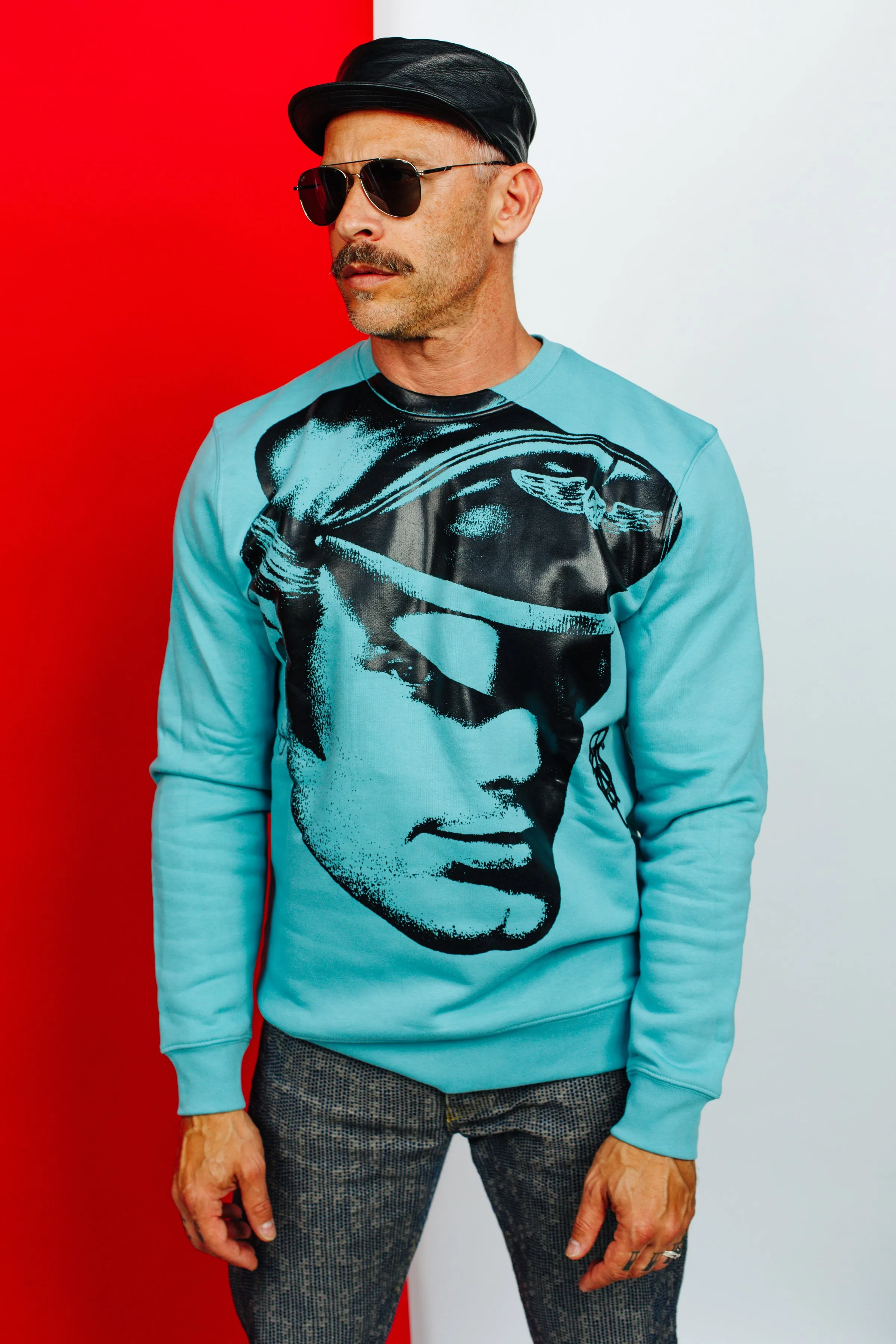 TOM OF FINLAND x WE ARE SPASTOR BIKER HEAD SWEATSHIRT - EMERALD