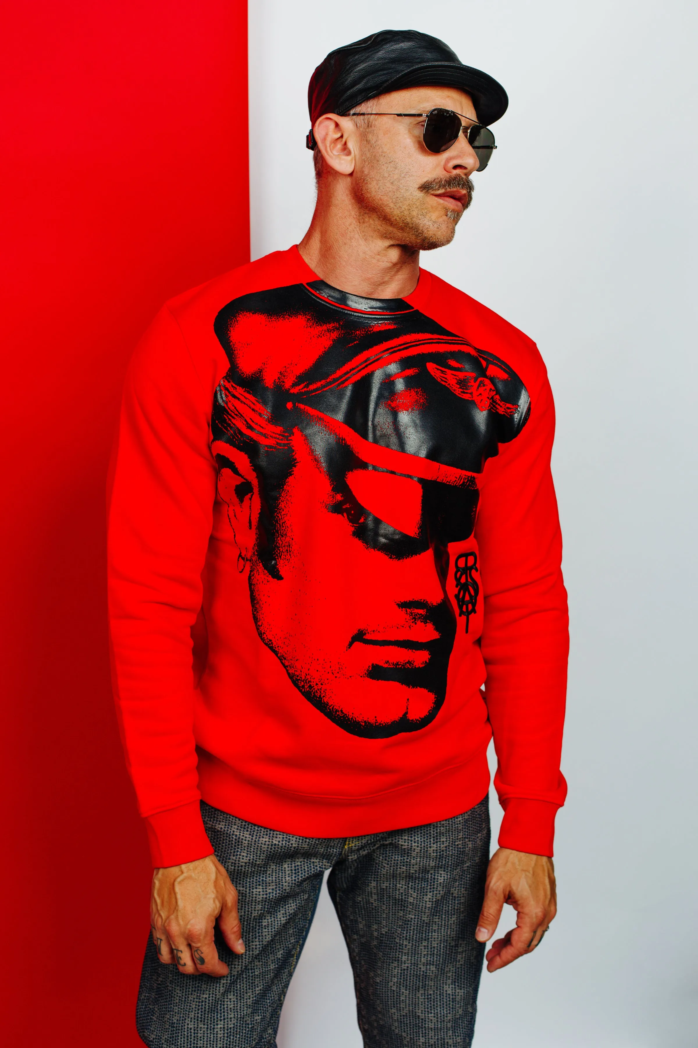 TOM OF FINLAND x WE ARE SPASTOR BIKER HEAD SWEATSHIRT - RED