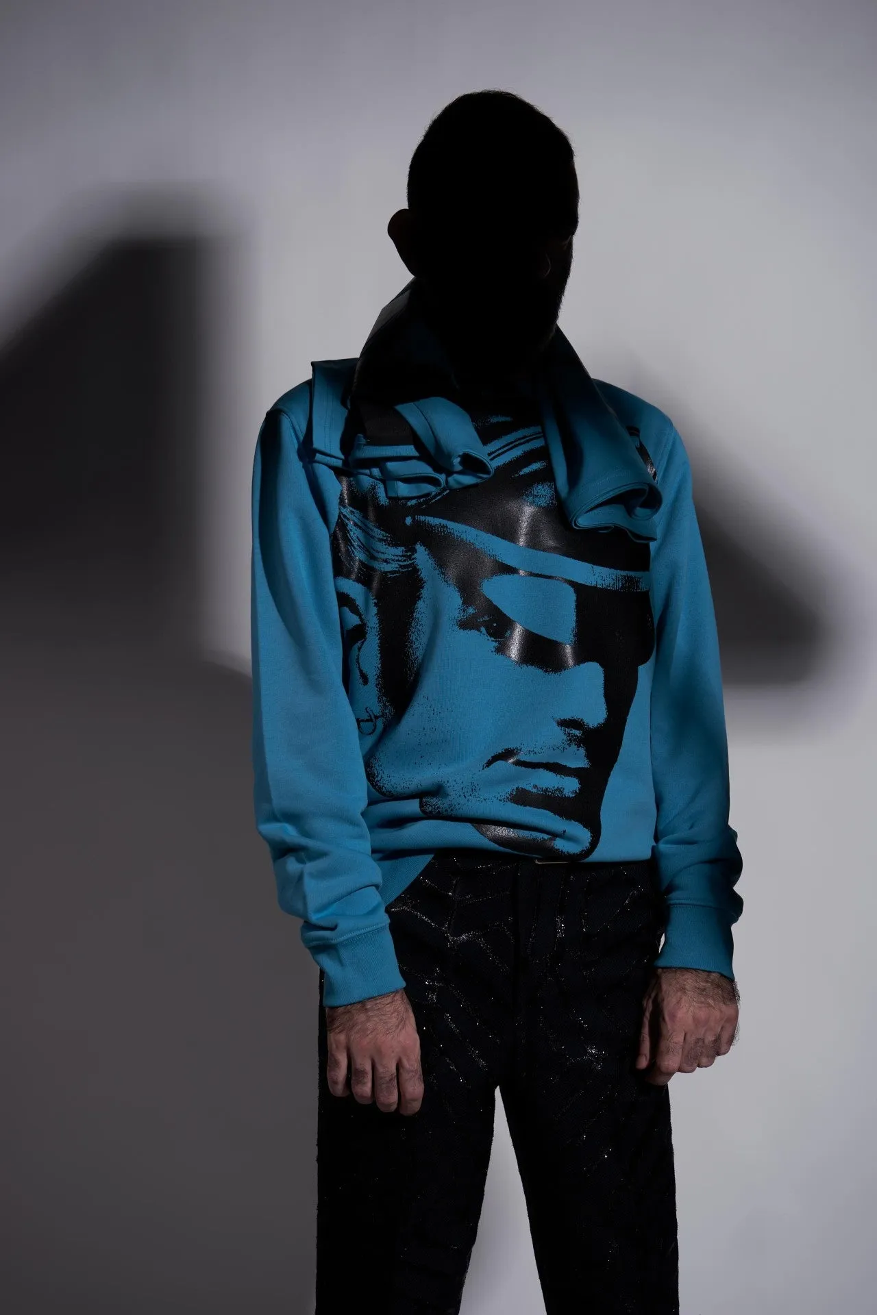 TOM OF FINLAND x WE ARE SPASTOR BIKER HEAD SWEATSHIRT - SEA BLUE