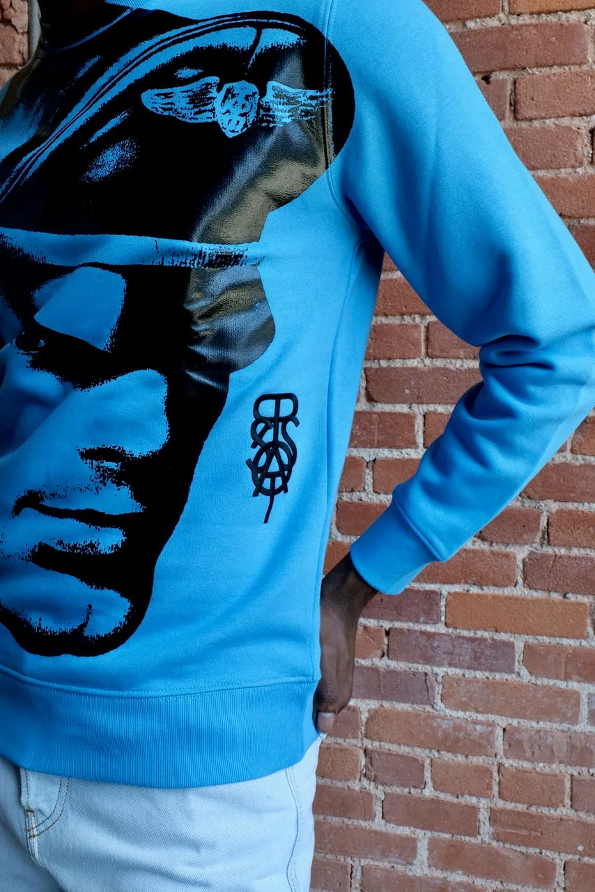 TOM OF FINLAND x WE ARE SPASTOR BIKER HEAD SWEATSHIRT - SEA BLUE